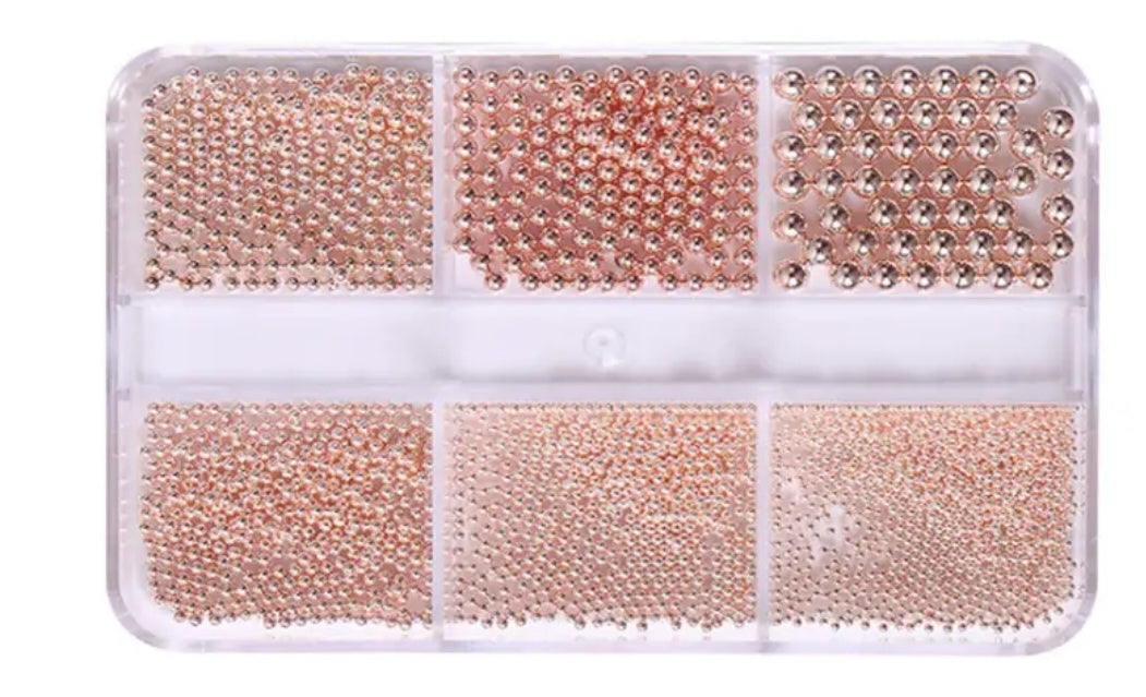 3D Nail Caviar Beads Pearls 6 Grid 1mm to 3mm