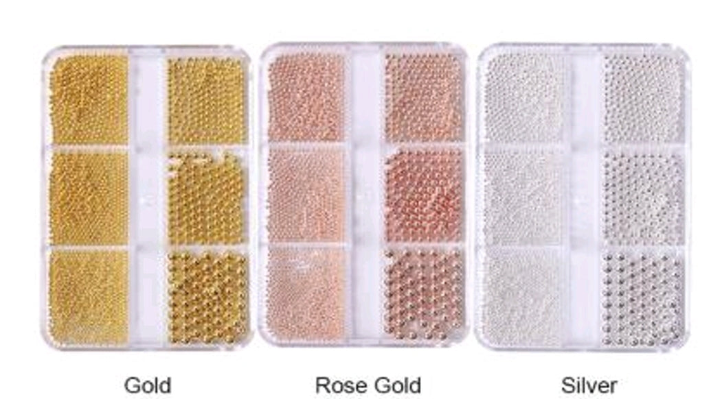 3D Nail Caviar Beads Pearls 6 Grid 1mm to 3mm