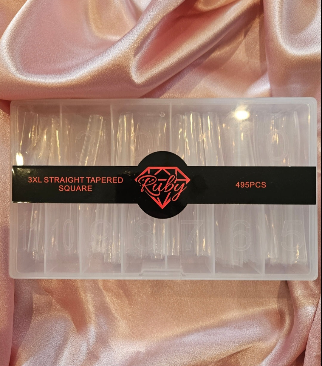 Ruby Nail Tip Boxes Pink, Clear, C Curve, No C, Square Coffin Stiletto Almond