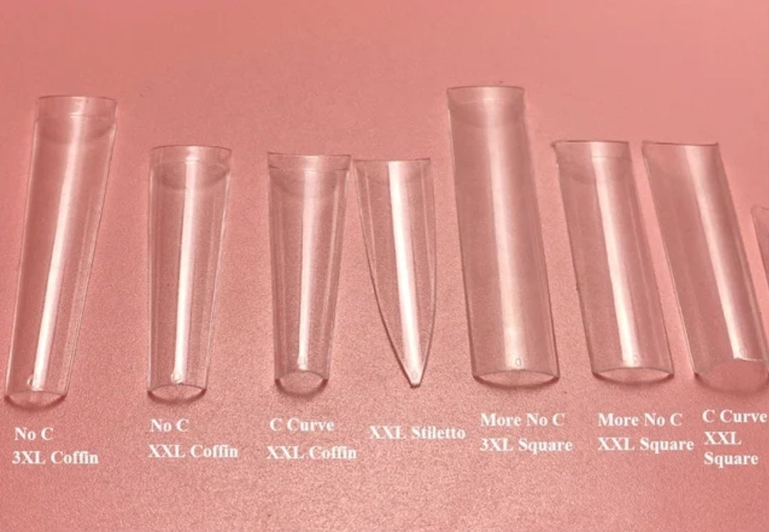 Ruby Nail Tip Boxes Pink, Clear, C Curve, No C, Square Coffin Stiletto Almond
