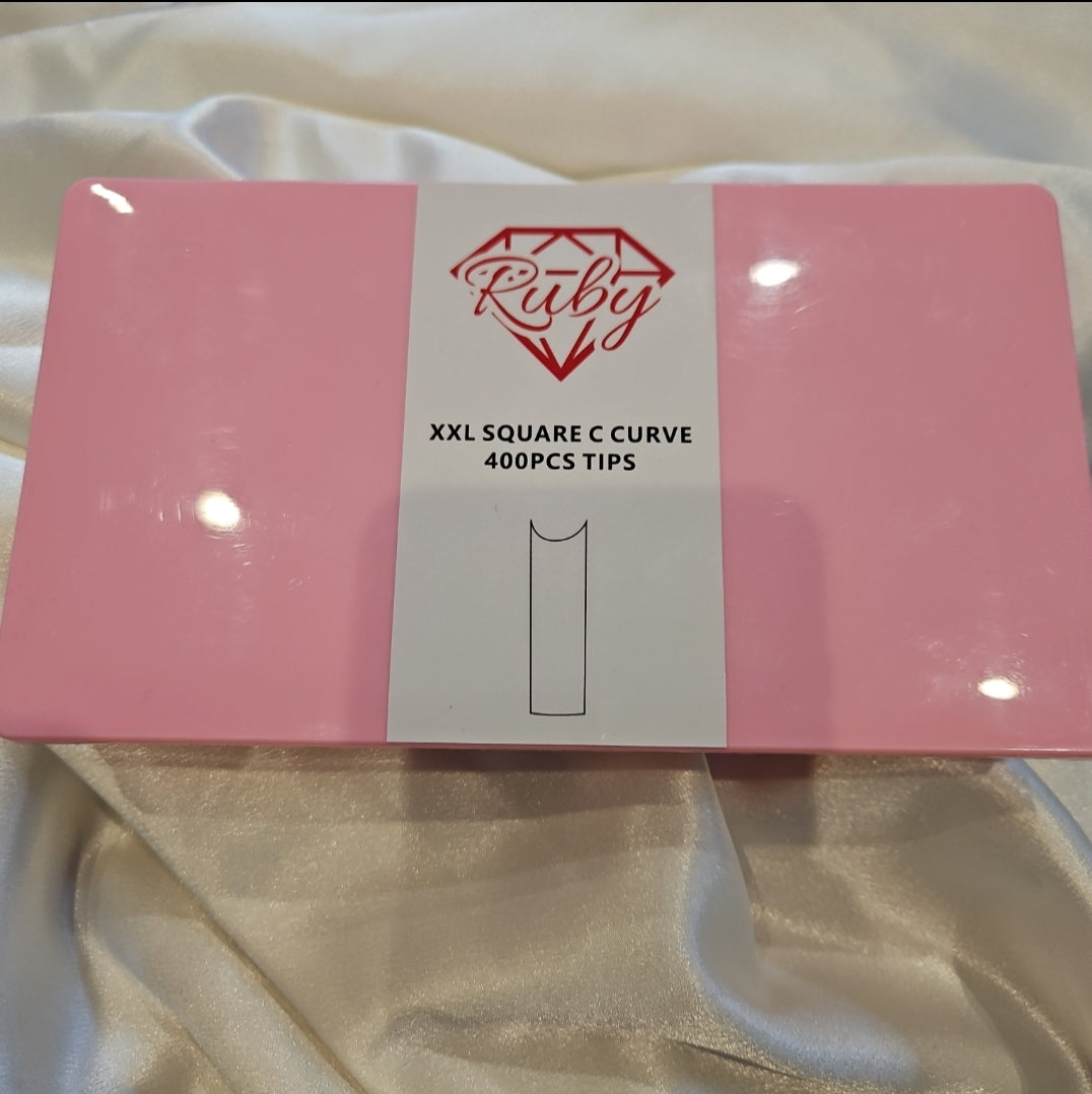 Ruby Nail Tip Boxes Pink, Clear, C Curve, No C, Square Coffin Stiletto Almond