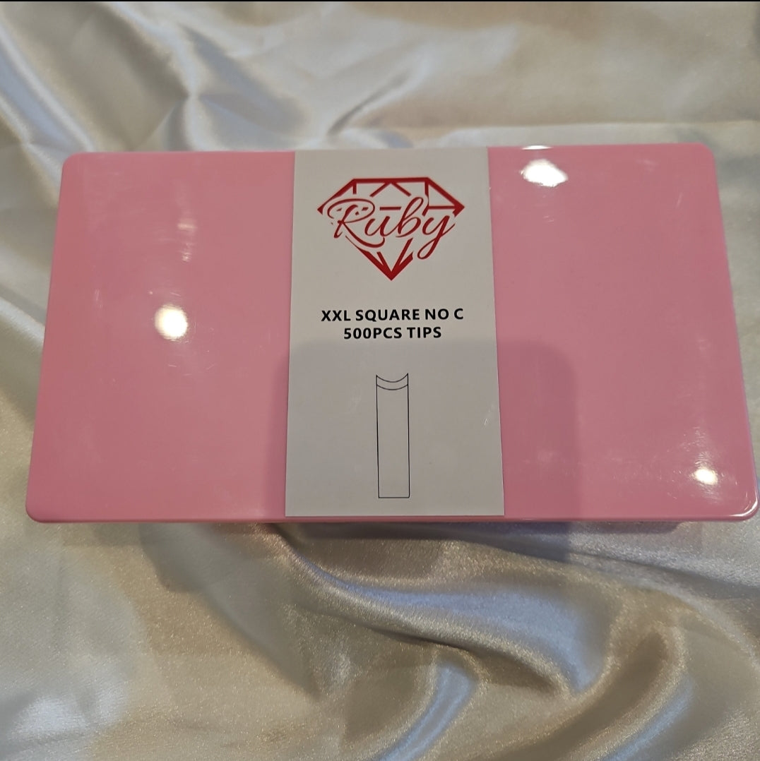 Ruby Nail Tip Boxes Pink, Clear, C Curve, No C, Square Coffin Stiletto Almond