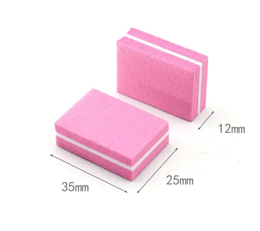 50pcs Mini Buffer Pink 2 Sided 100/180 Grit
