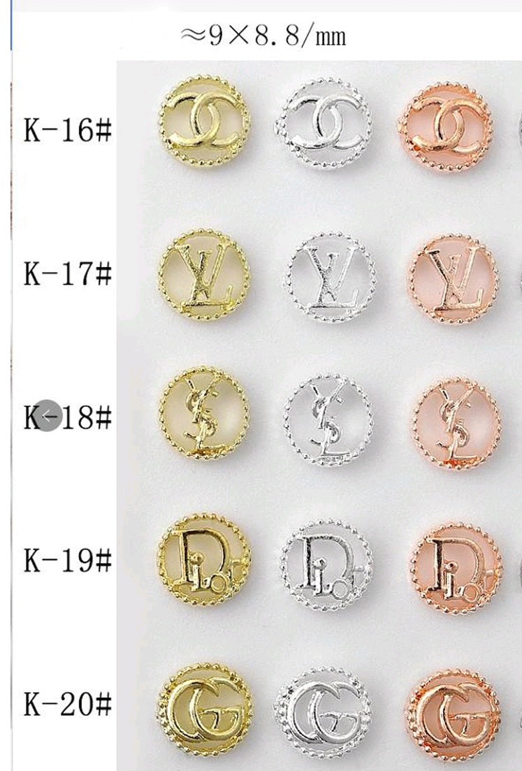 Luxury Logo (C.c) Nail Charms Alloy and Zircon High Quality