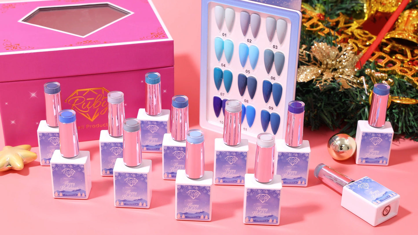 Ruby Happy Holidays Gel Polish Collection (2 Sets) Christmas and Winter Blue