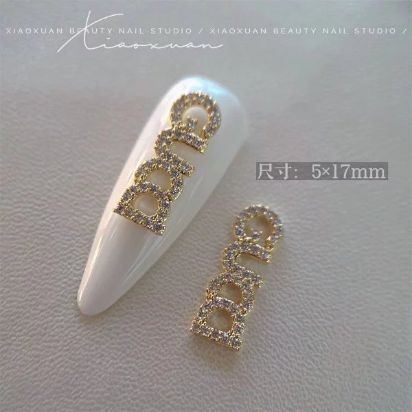 Luxury Logo (g.g) Nail Charms Alloy and Zircon High Quality