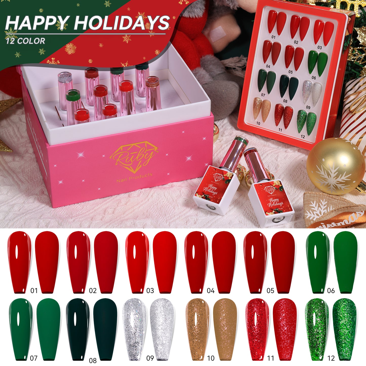 Ruby Happy Holidays Gel Polish Collection (2 Sets) Christmas and Winter Blue