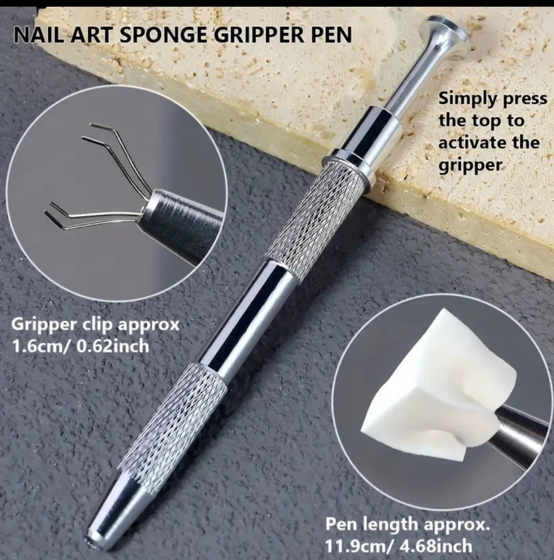 100pcs White Mini Sponge and Metal Grip Pen for Ombre Design