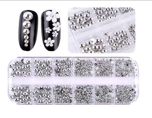 Half Pearl Beads 6/12 Grid Flat Back Elegant Nail Art Decorations Jewelry