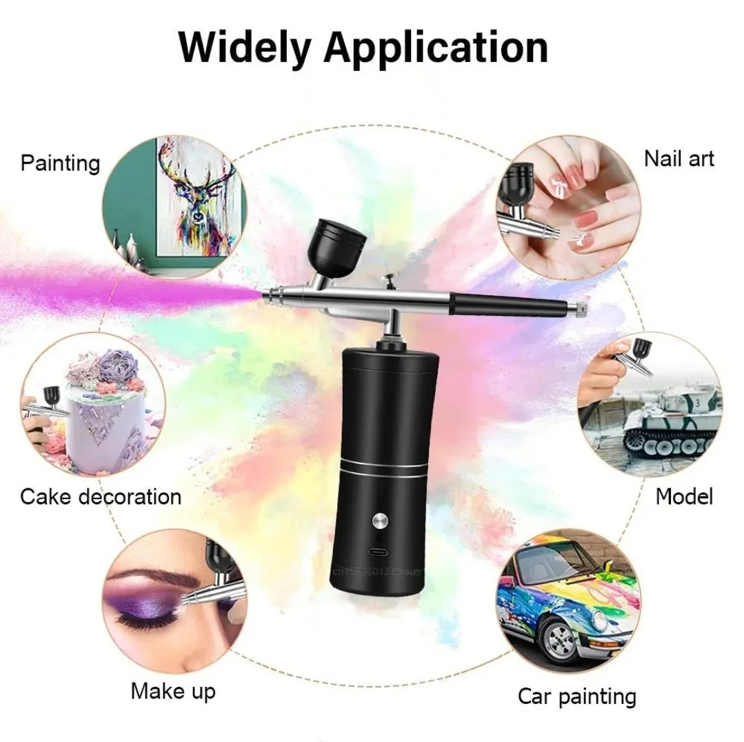 Airbrush Machines and Airbrush Colors for Nails Cordless Portable Airbrush Kit with Compressor High-Pressure Rechargeable Air Brush Spray Machine with 0.3mm Nozzle for Painting Makeup Model Barber Cookie Cake