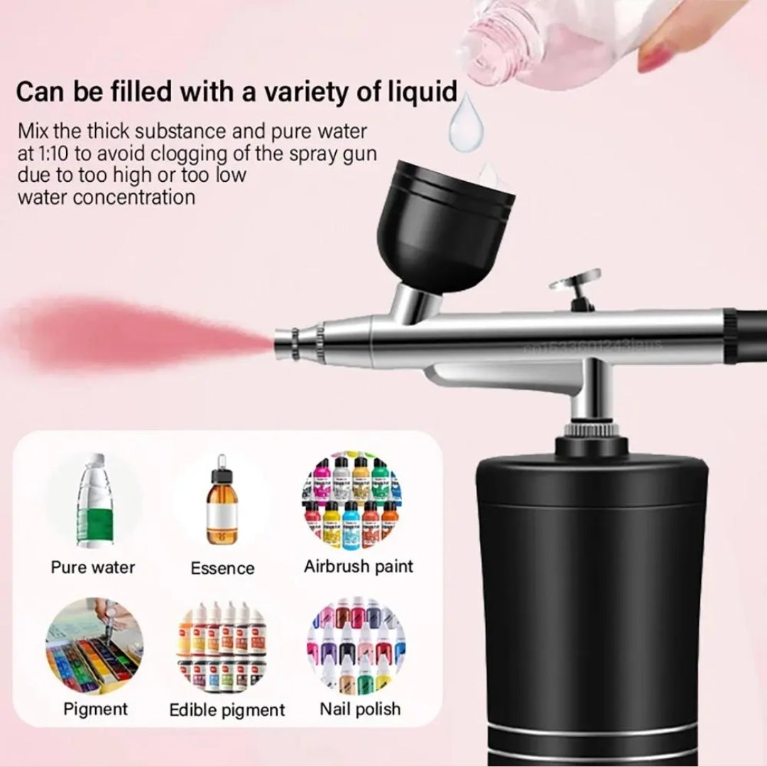 Airbrush Machines and Airbrush Colors for Nails Cordless Portable Airbrush Kit with Compressor High-Pressure Rechargeable Air Brush Spray Machine with 0.3mm Nozzle for Painting Makeup Model Barber Cookie Cake