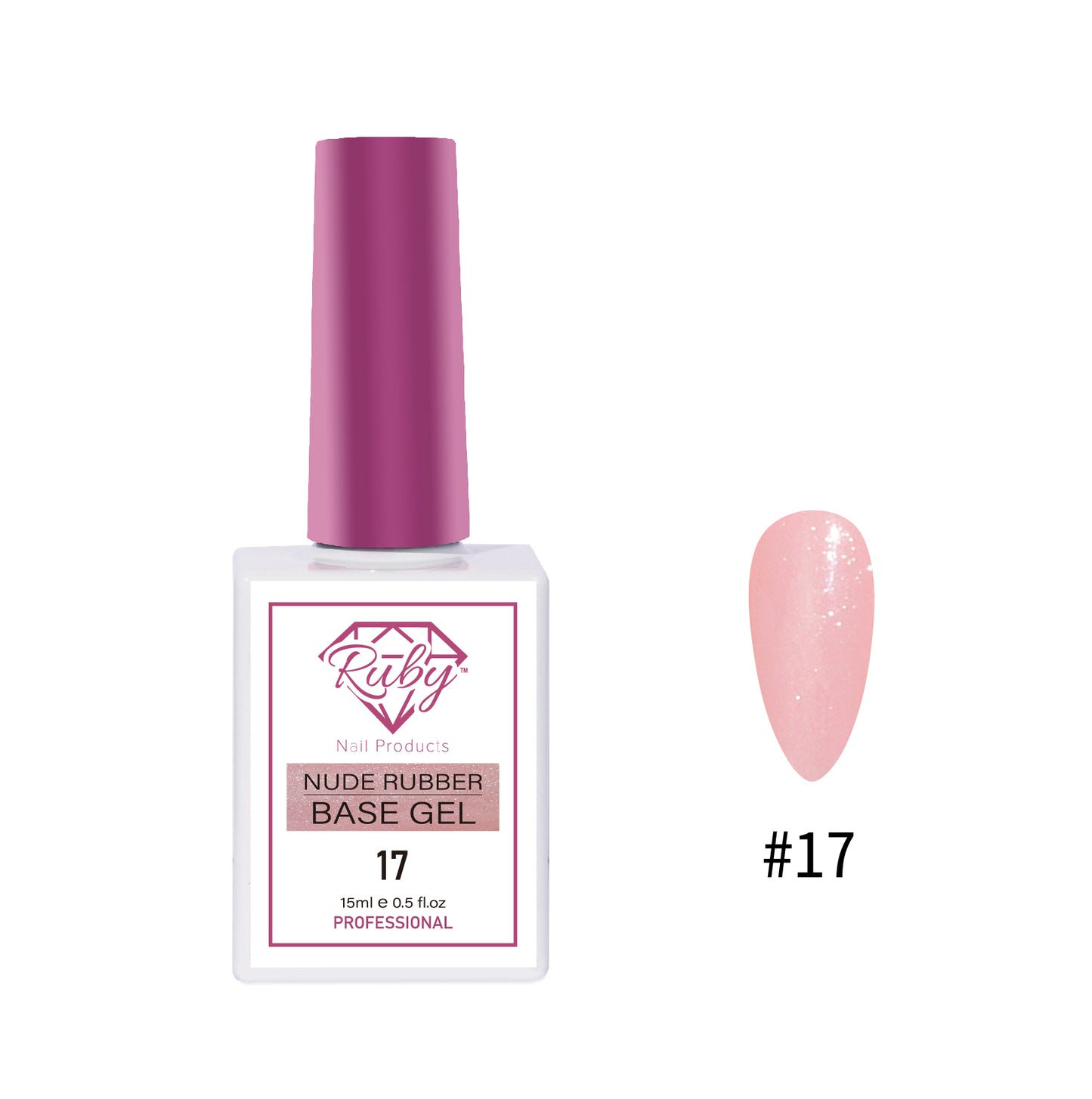 Ruby Nude Rubber Base Gel 15ml (0.5oz) 20 Colors