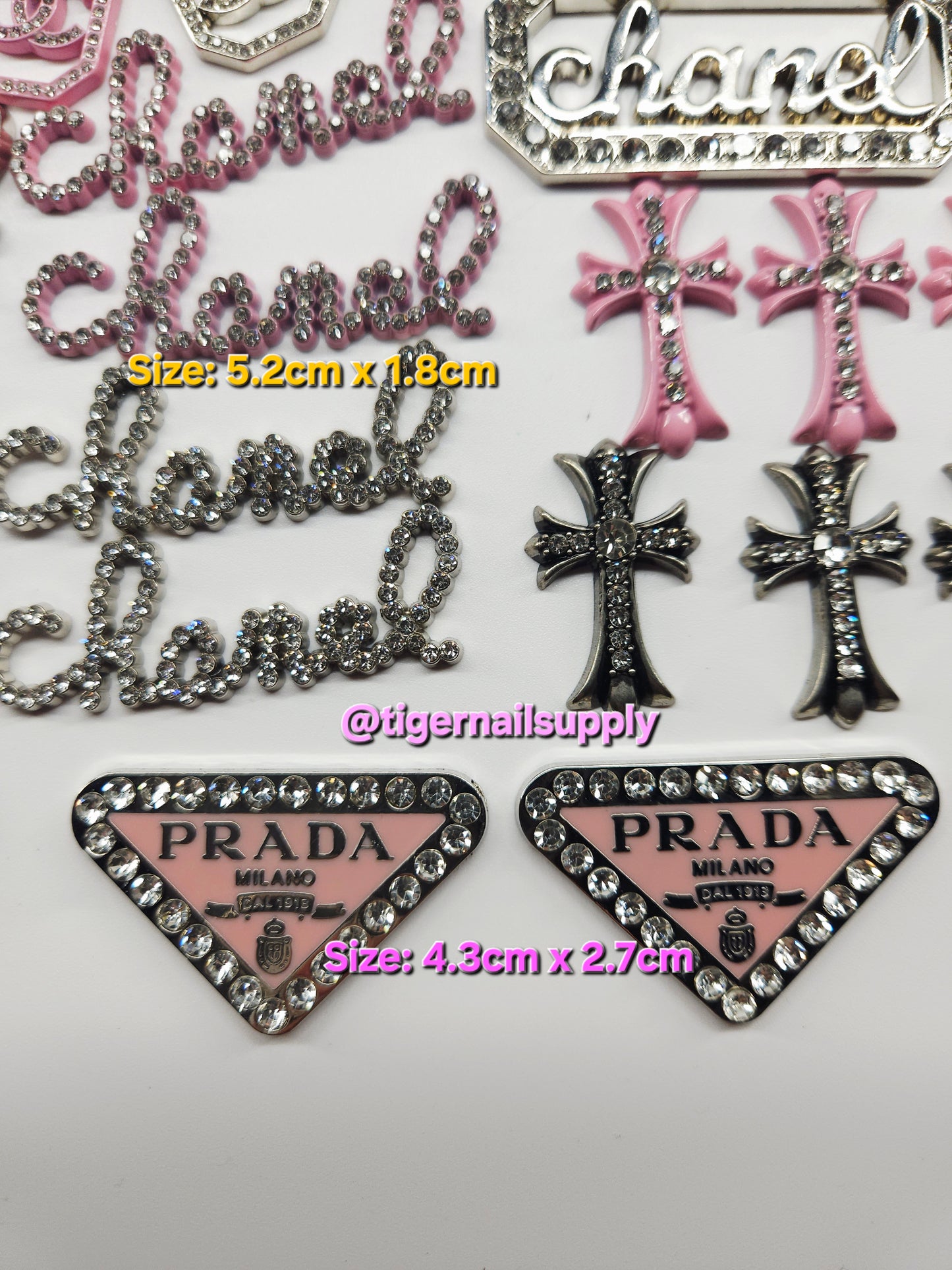 Listing 1 of 3: Large Junk Charms Designer BRAND LOGOS Luxury Charms for Nails, Phone Cases, Bags, Arts and Crafts