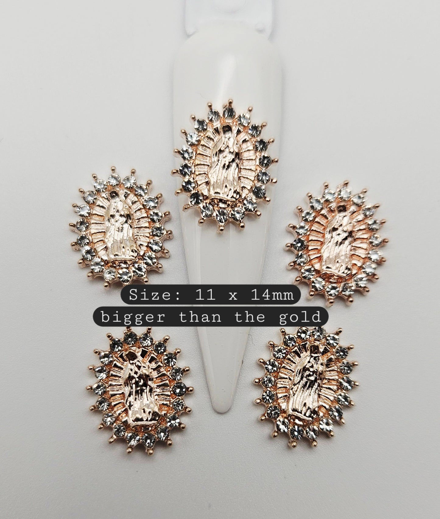 5pcs 3D San Judas Virgin Mary Nail Charms Alloy
