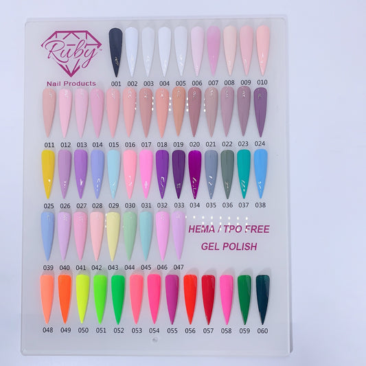 Ruby Hema Free Gel Polishes 15ml Board #3 Colors #73 to #100