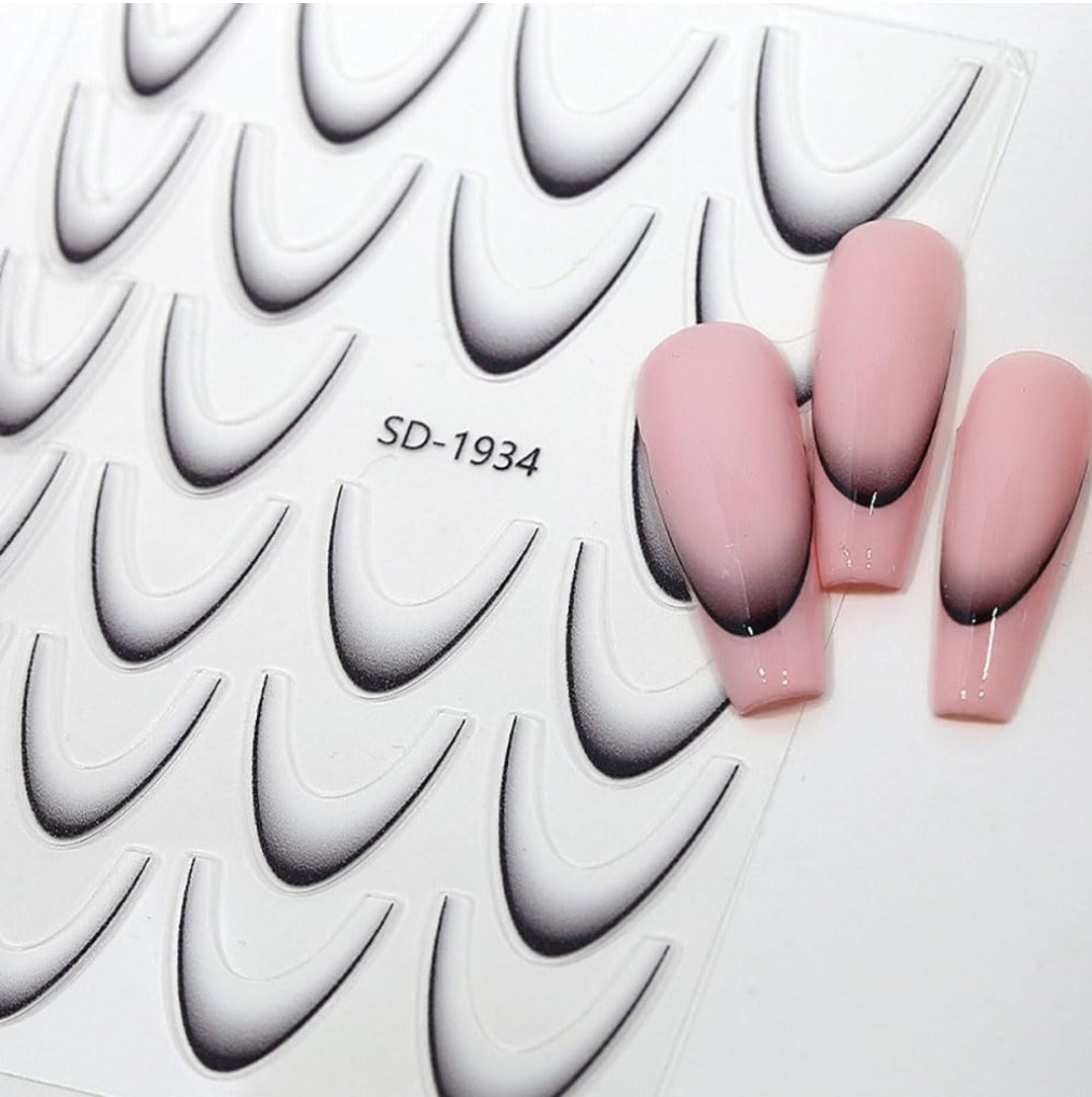 3pcs Deep French Ombre Nail Stickers
