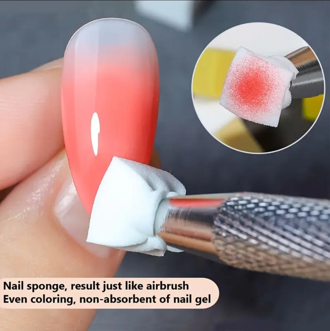 100pcs White Mini Sponge and Metal Grip Pen for Ombre Design