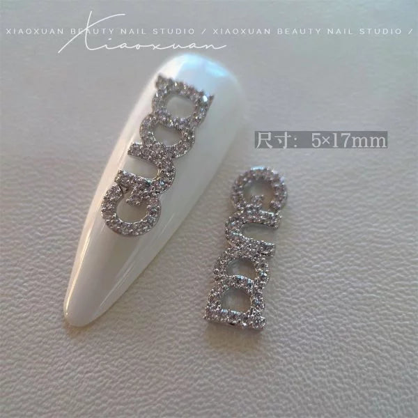 Luxury Logo (g.g) Nail Charms Alloy and Zircon High Quality