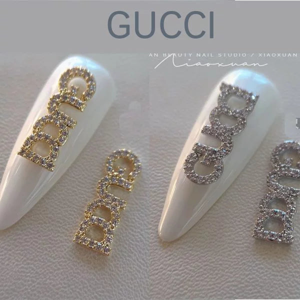 Luxury Logo (g.g) Nail Charms Alloy and Zircon High Quality