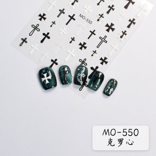 Cross Nail Stickers Colorful Black
