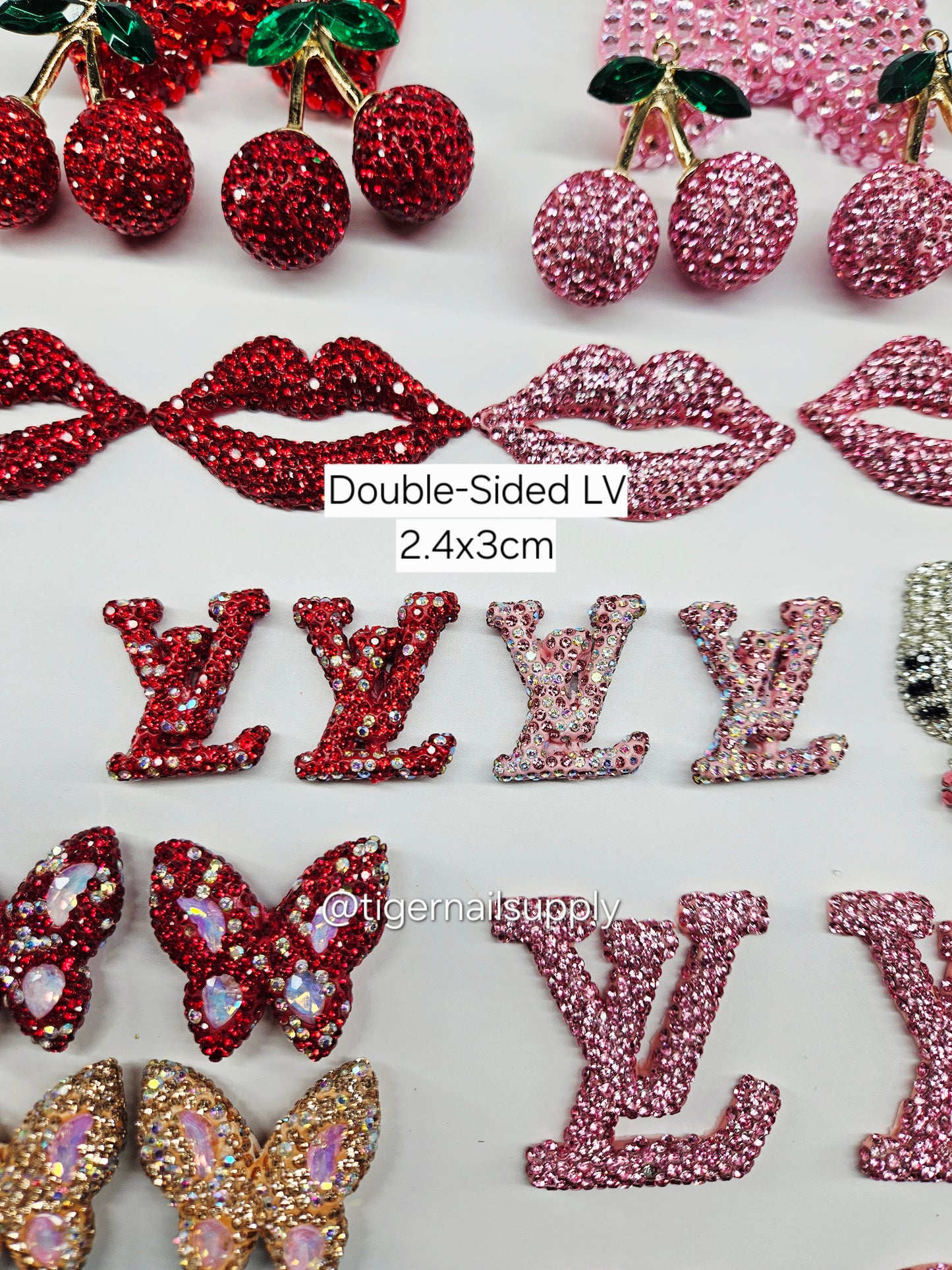 Listing 3 of 3: Junk Charms Large Charms for Phone Cases, Bags, Arts and Crafts BRAND LOGOS Desiner Luxury Double Sided Clay Beads with Holes
