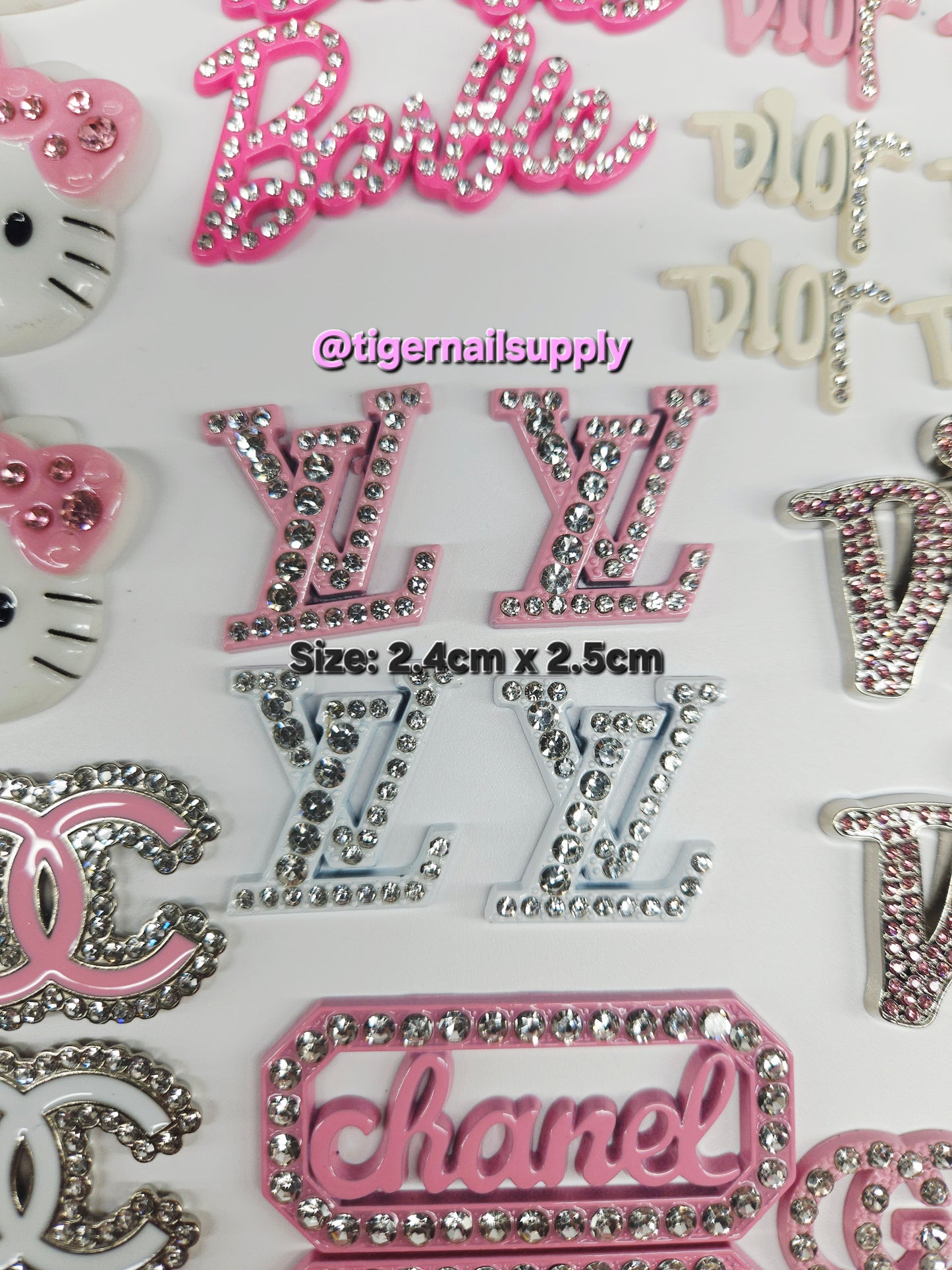 Listing 1 of 3: Large Junk Charms Designer BRAND LOGOS Luxury Charms for Nails, Phone Cases, Bags, Arts and Crafts