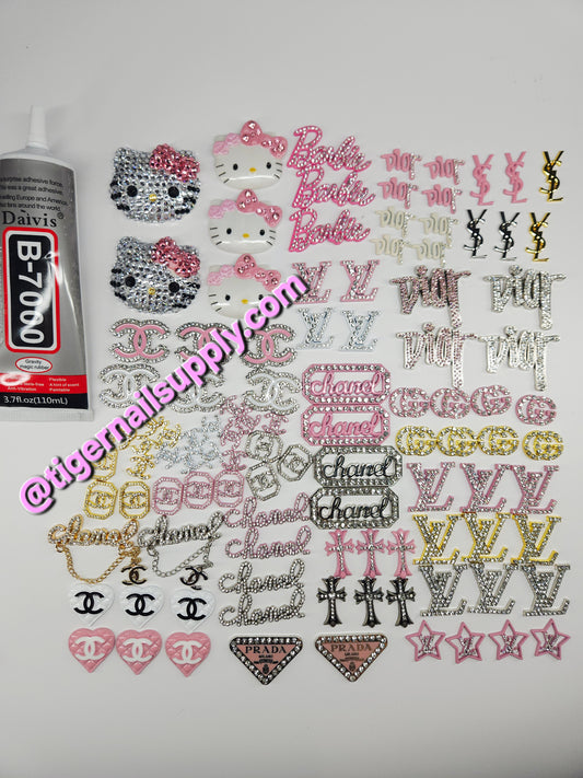 Junk Charms #3: LV Brand Logos Large Junk Charms Designer Luxury Charms for Nails, Phone Cases, Bags, Arts and Crafts