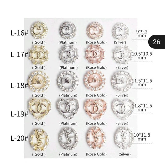Designer Charms #4: Dior Luxury Nail Charms Designer Logo Alloy and Zircon High Quality