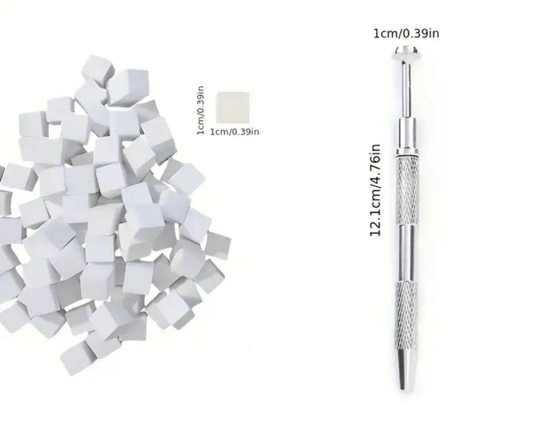 100pcs White Mini Sponge and Metal Grip Pen for Ombre Design