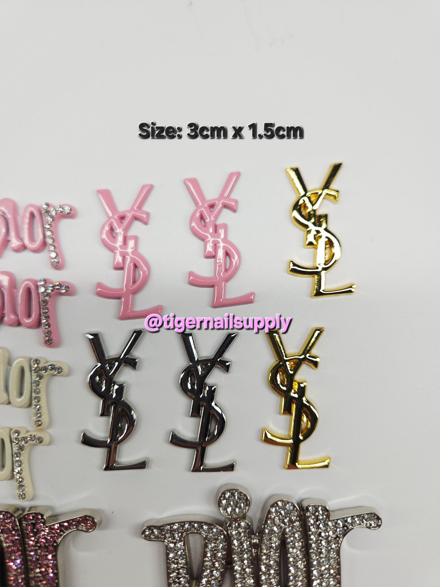 Listing 1 of 3: Large Junk Charms Designer BRAND LOGOS Luxury Charms for Nails, Phone Cases, Bags, Arts and Crafts