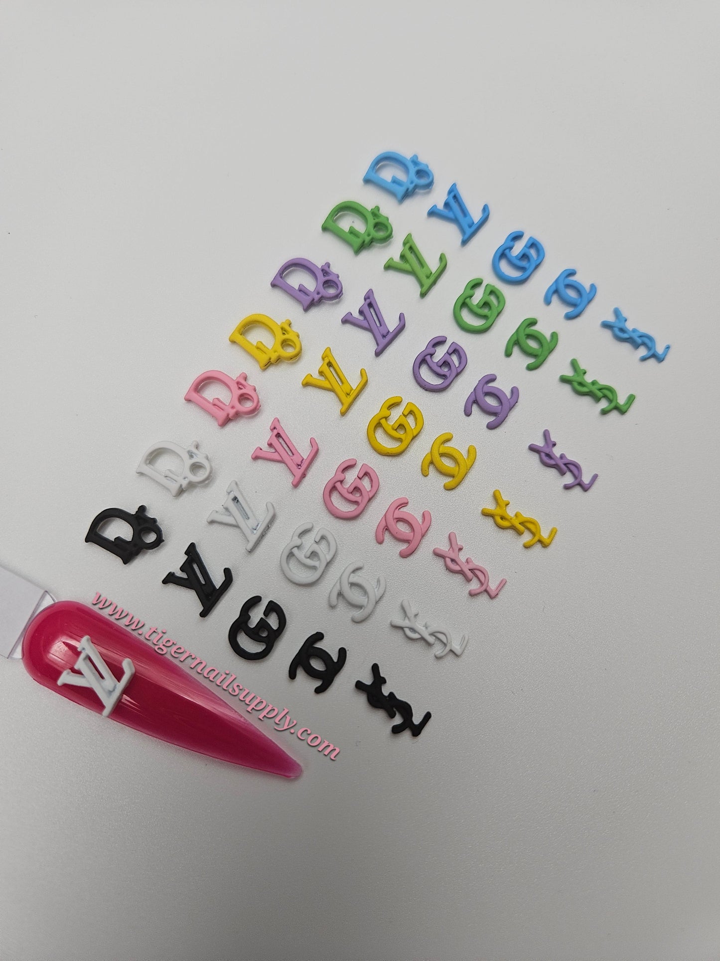 Colorful Logo Brand Luxury Nail Charms