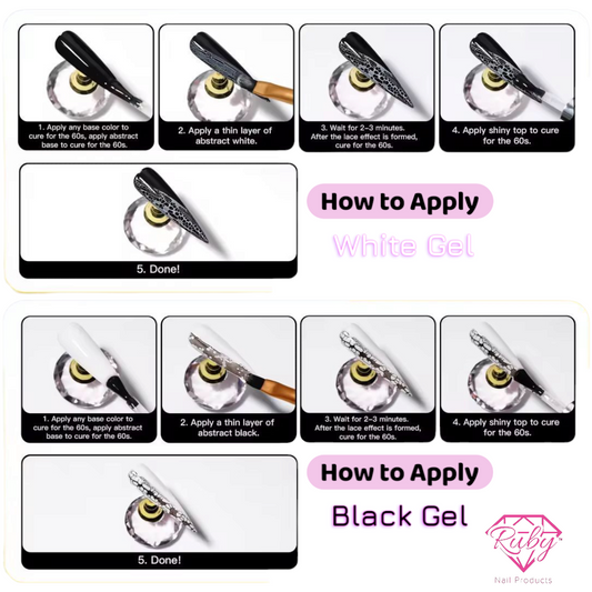 Ruby Lace Effect Base Gel and Abstract Gels