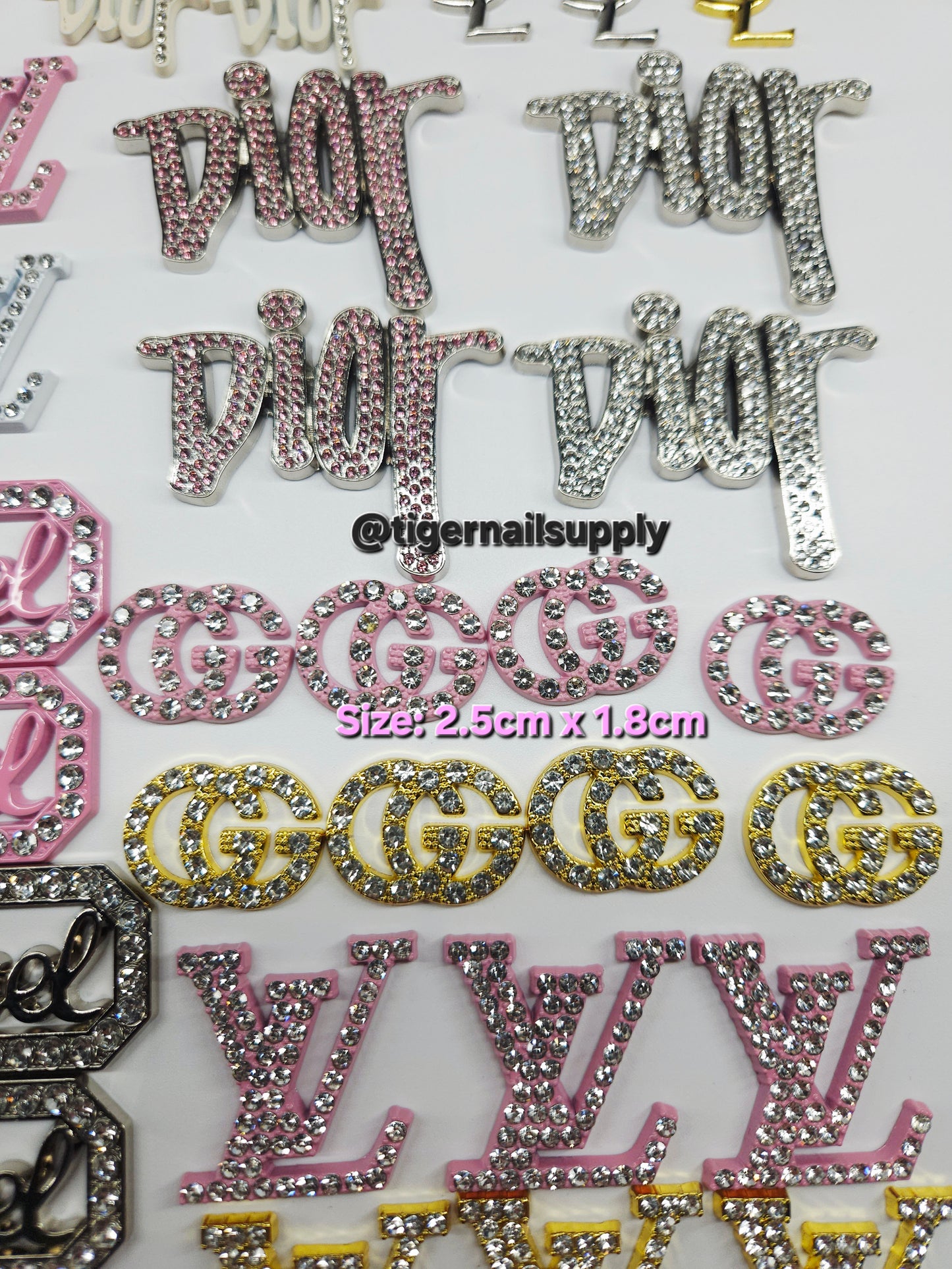 Listing 1 of 3: Large Junk Charms Designer BRAND LOGOS Luxury Charms for Nails, Phone Cases, Bags, Arts and Crafts