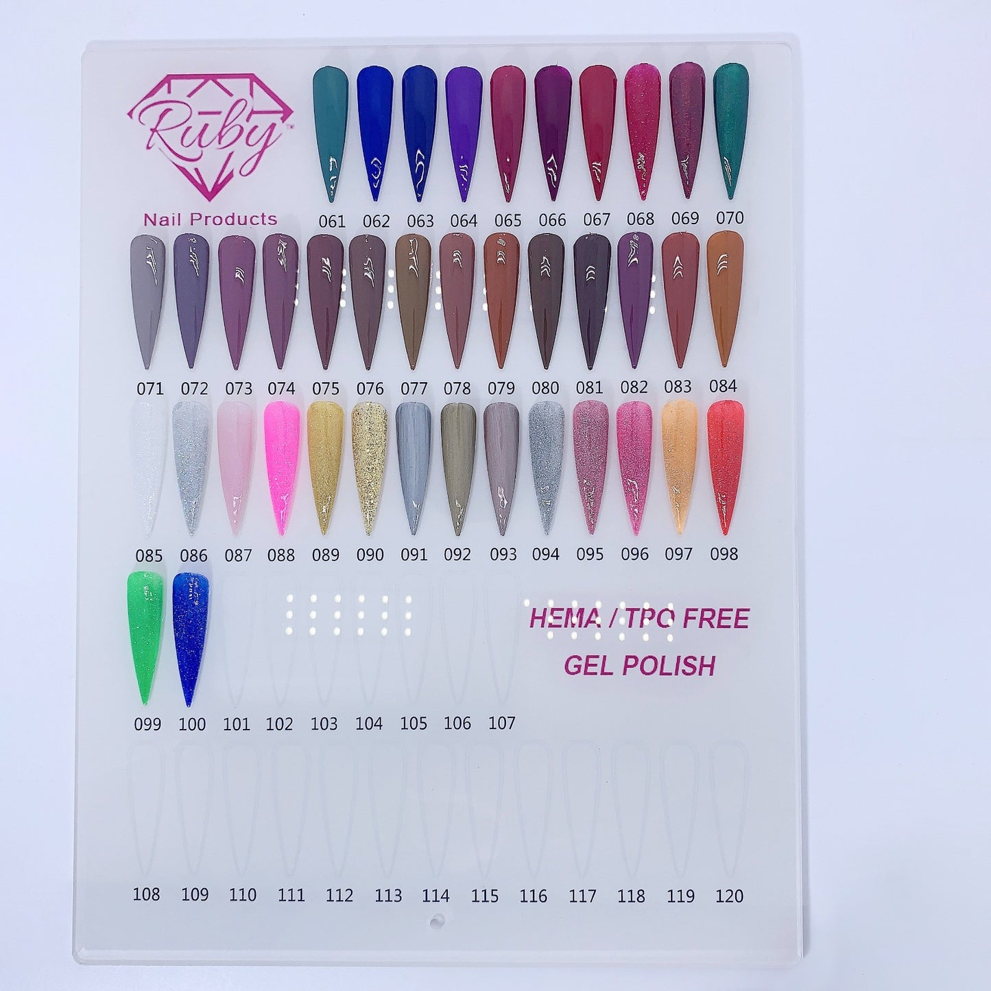 Ruby HEMA Free Gel Polish 15ml 0.5oz Board #2 Colors #37 to #72