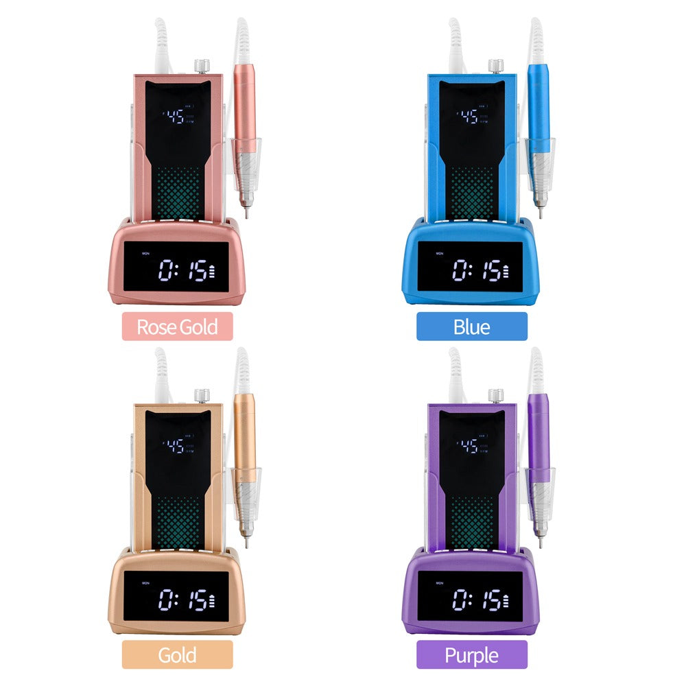 45K PORTABLE BRUSHLESS NAIL DRILL WITH CLOCK CHARGING DOCK