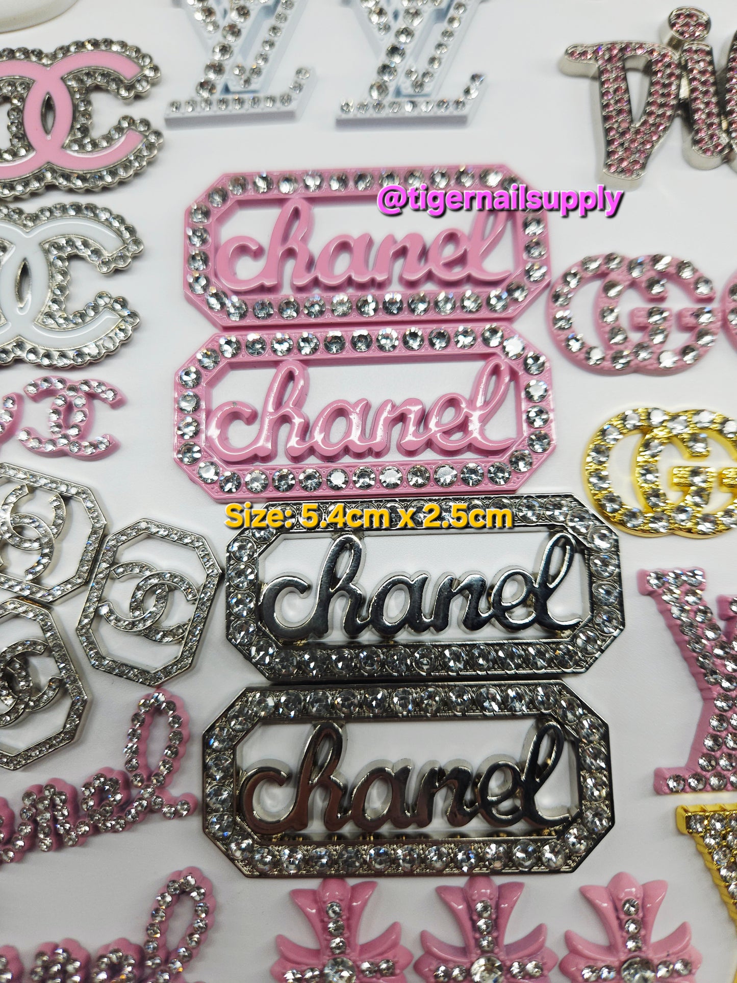 Listing 1 of 3: Large Junk Charms Designer BRAND LOGOS Luxury Charms for Nails, Phone Cases, Bags, Arts and Crafts