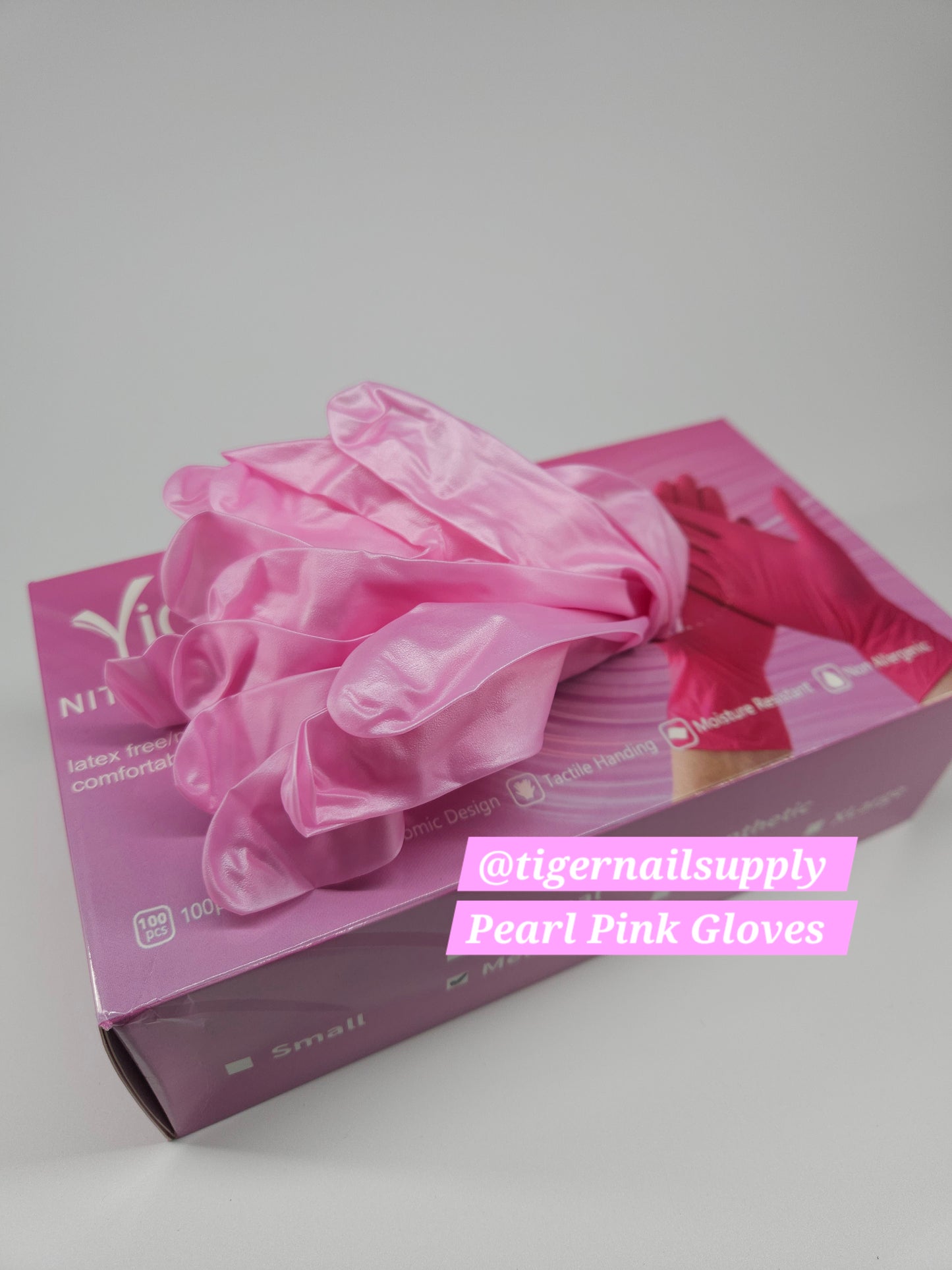 Pure Nitrile and Nitrile Vinyl Blend Gloves 100pcs Latex-Free Pink, Blue, Black, Pearl Pink
