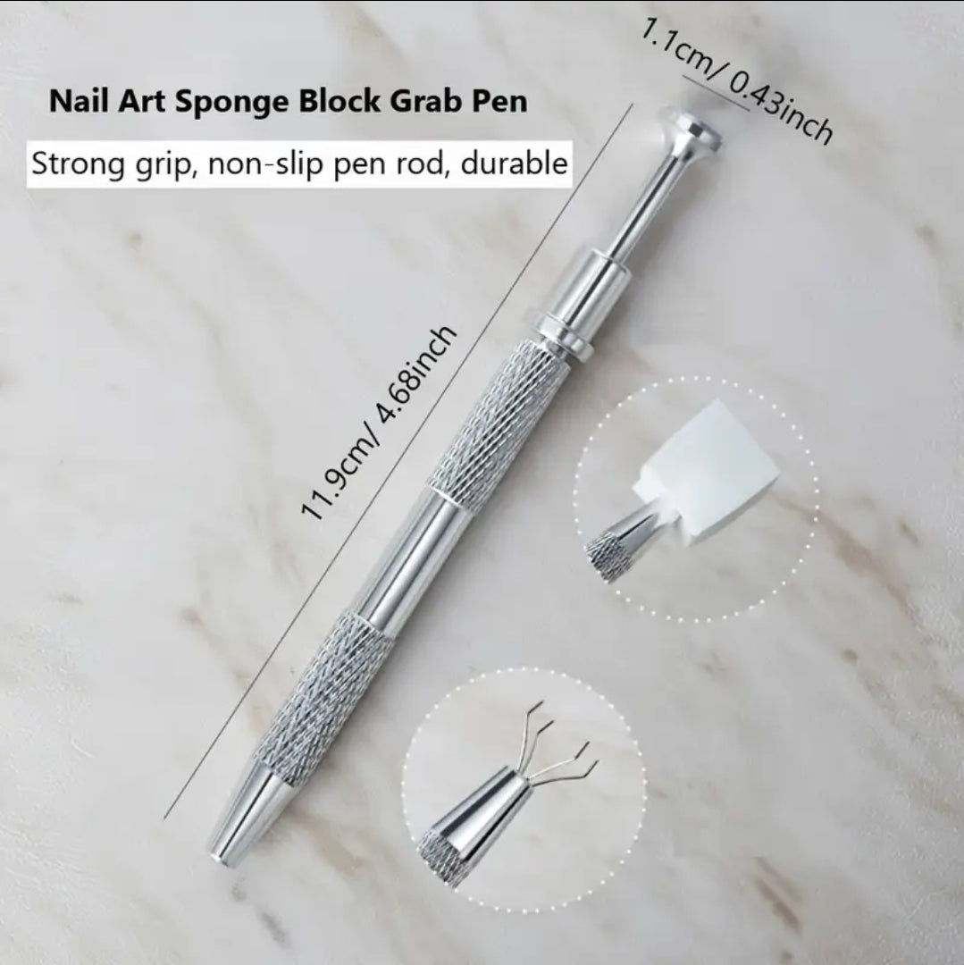 100pcs White Mini Sponge and Metal Grip Pen for Ombre Design