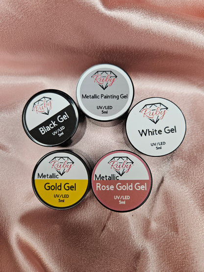 Painting Gel Metallic Super Shiny and Black/White/Gold/Rose Gold