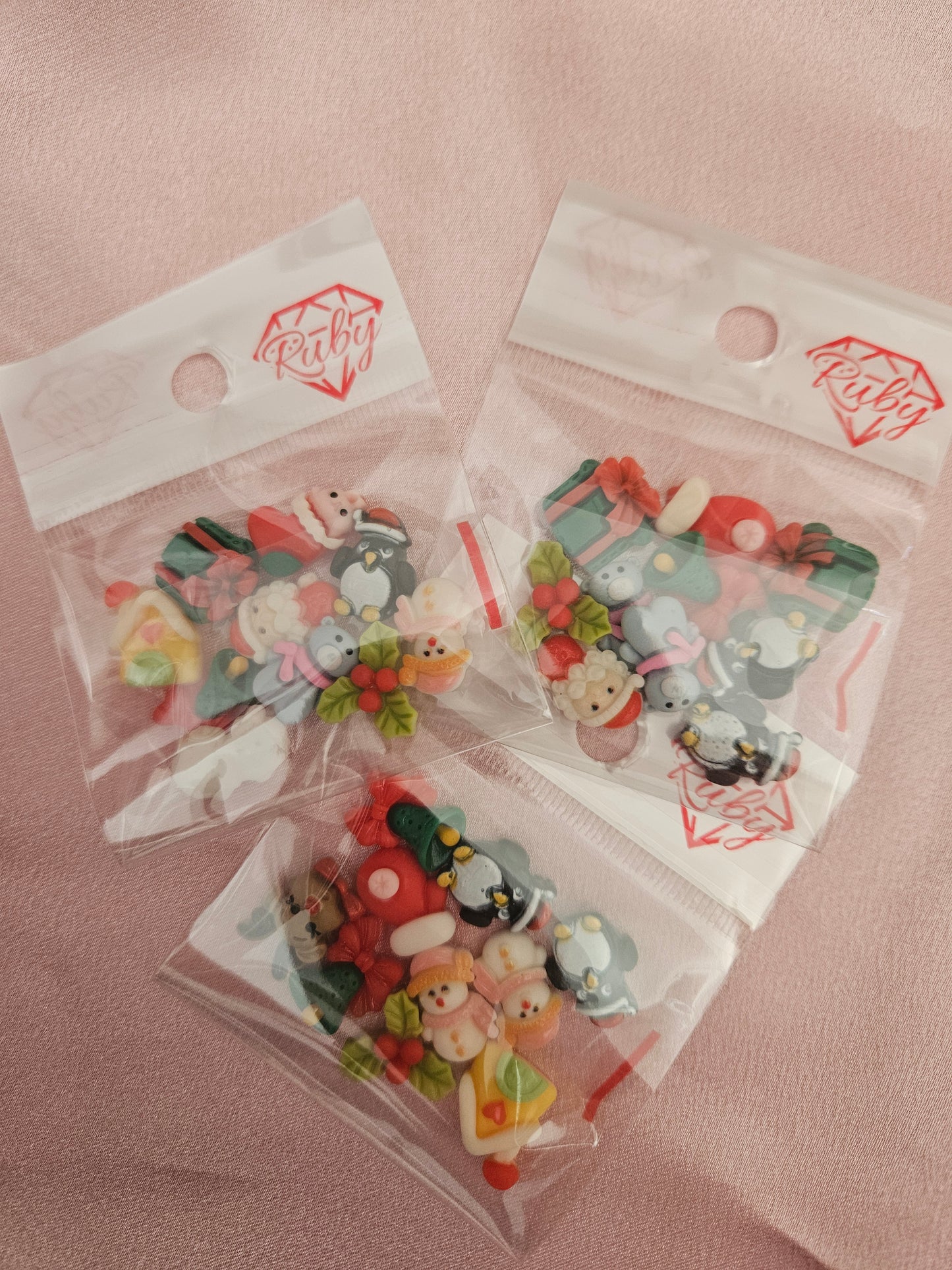 10pcs Mix Christmas Charms Clay 3D Kawaii