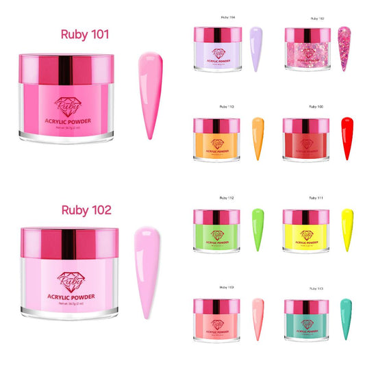 Ruby Acrylic Powders 2oz (# 101 to 196)