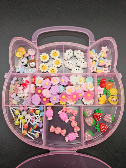 Kawaii Mix Charms Box Assorted Summer Flowers Fruits Bows Lollipops