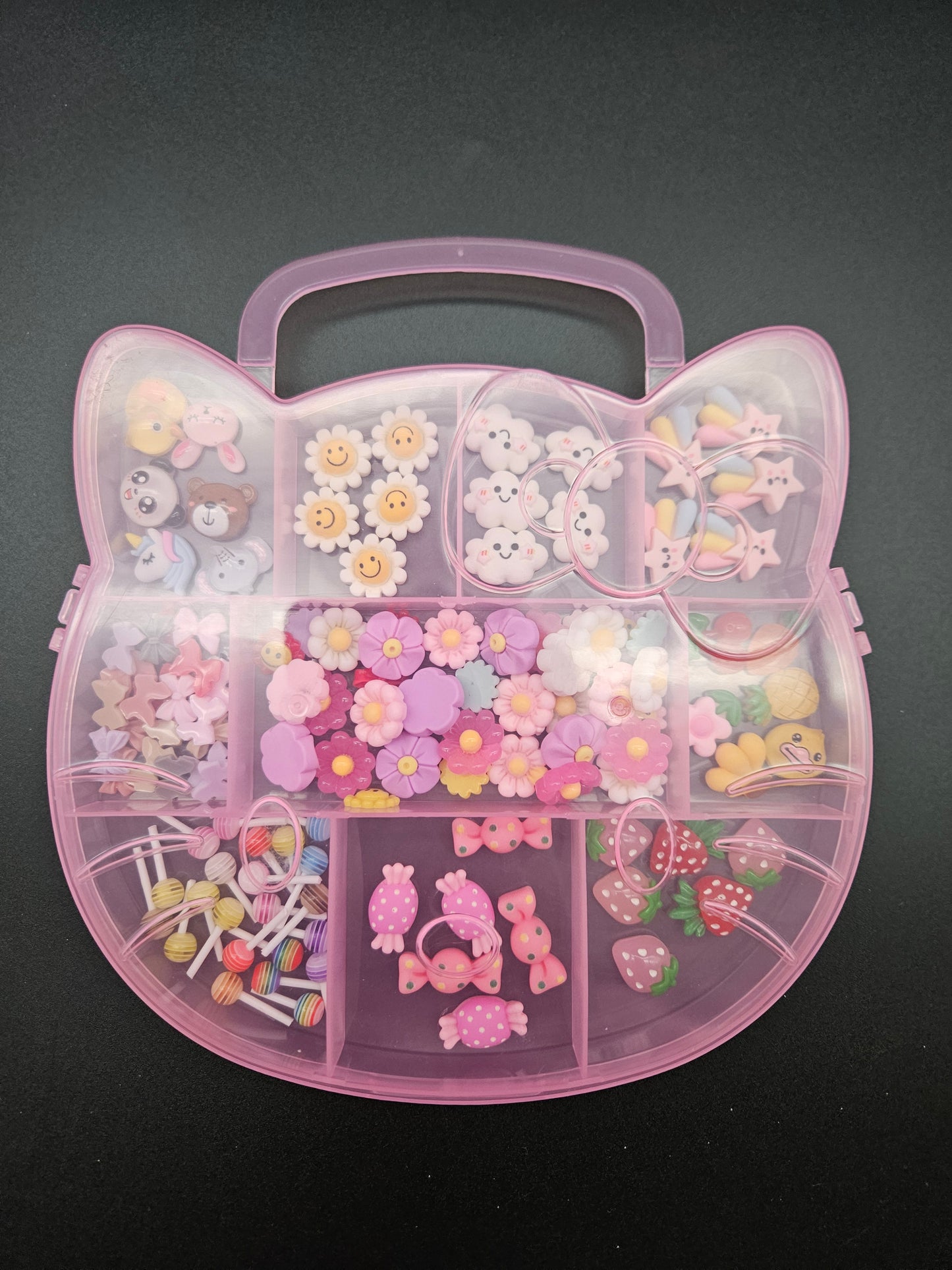 Kawaii Mix Charms Box Assorted Summer Flowers Fruits Bows Lollipops