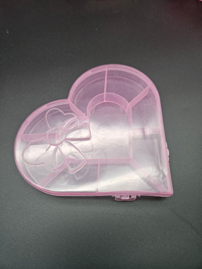 Empty Kawaii Pink Plastic Charms Storage Box Hello Kitty Butterfly Bear Heart