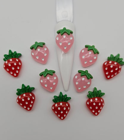 Strawberries Nail Charm Summer Strawberry Pink and Red
