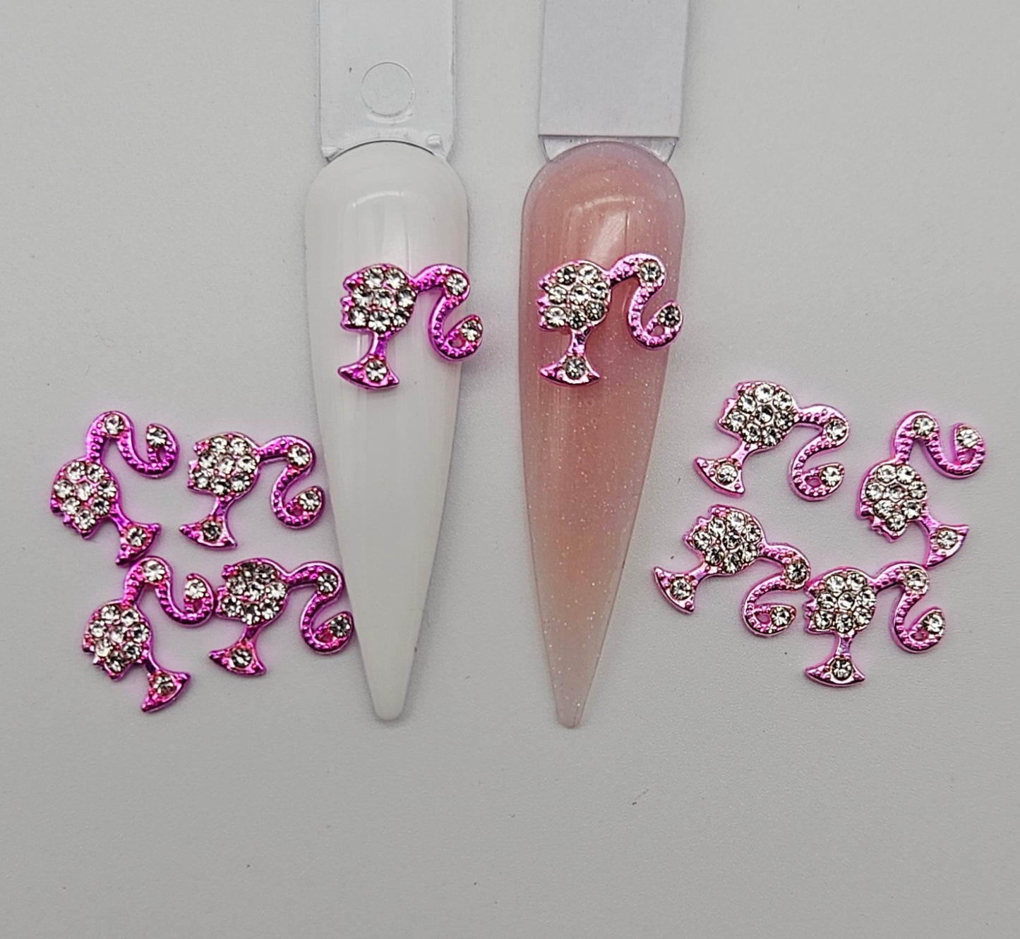 5pcs Barbie Head Nail Charms with Rhinestones