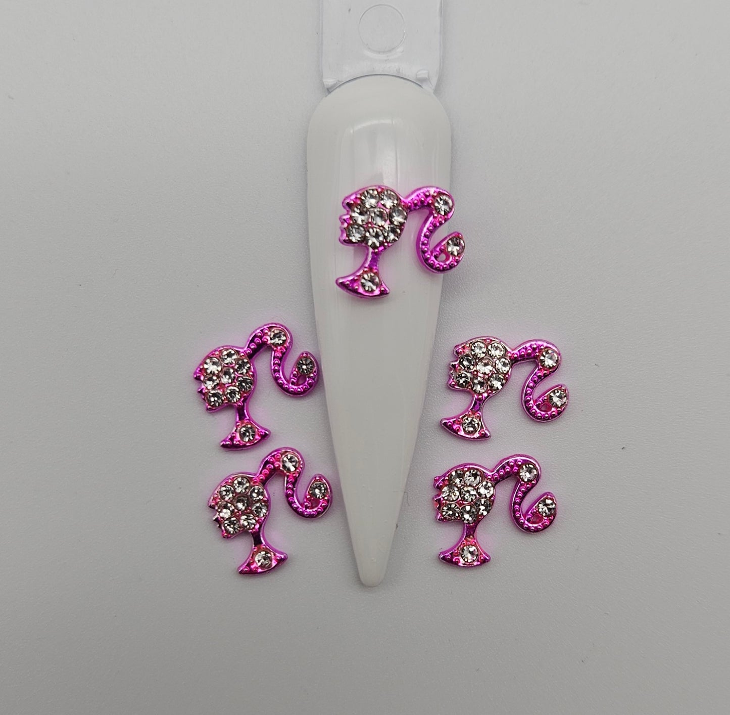 5pcs Barbie Head Nail Charms with Rhinestones