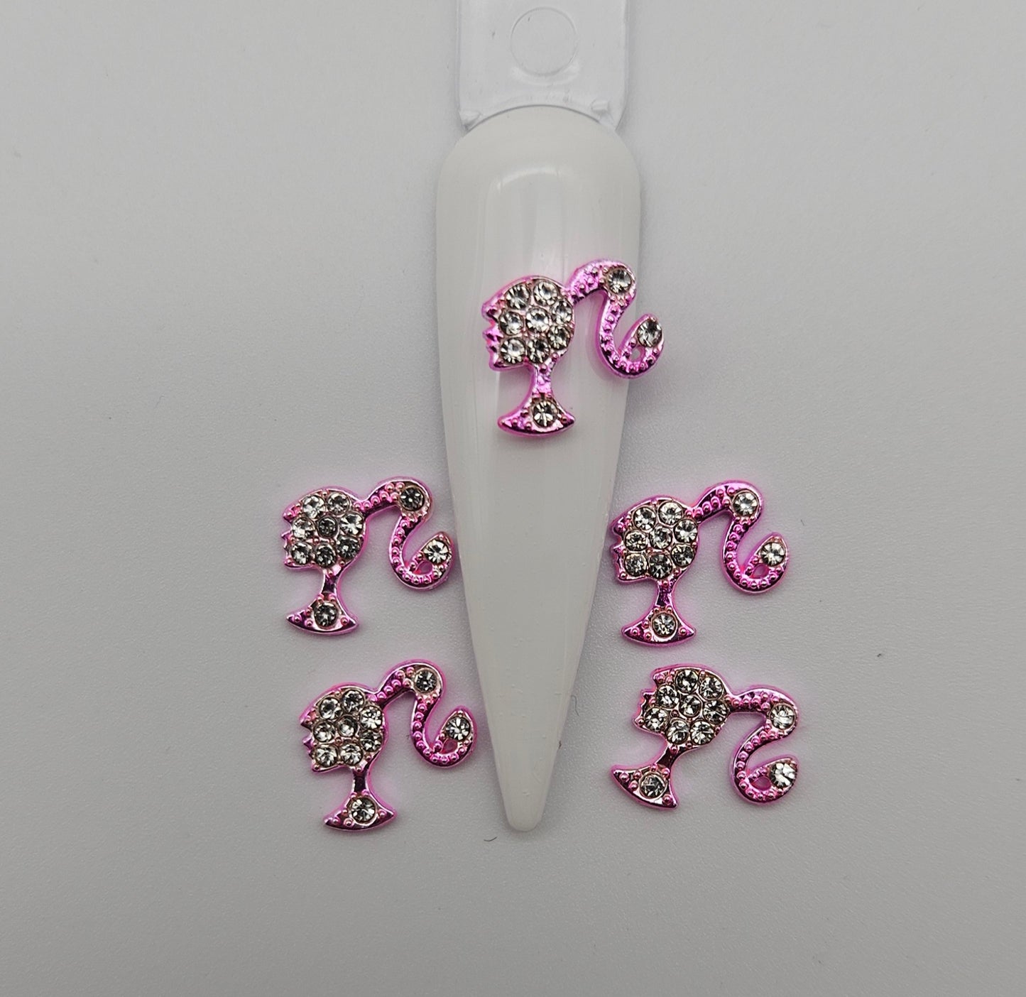 5pcs Barbie Head Nail Charms with Rhinestones