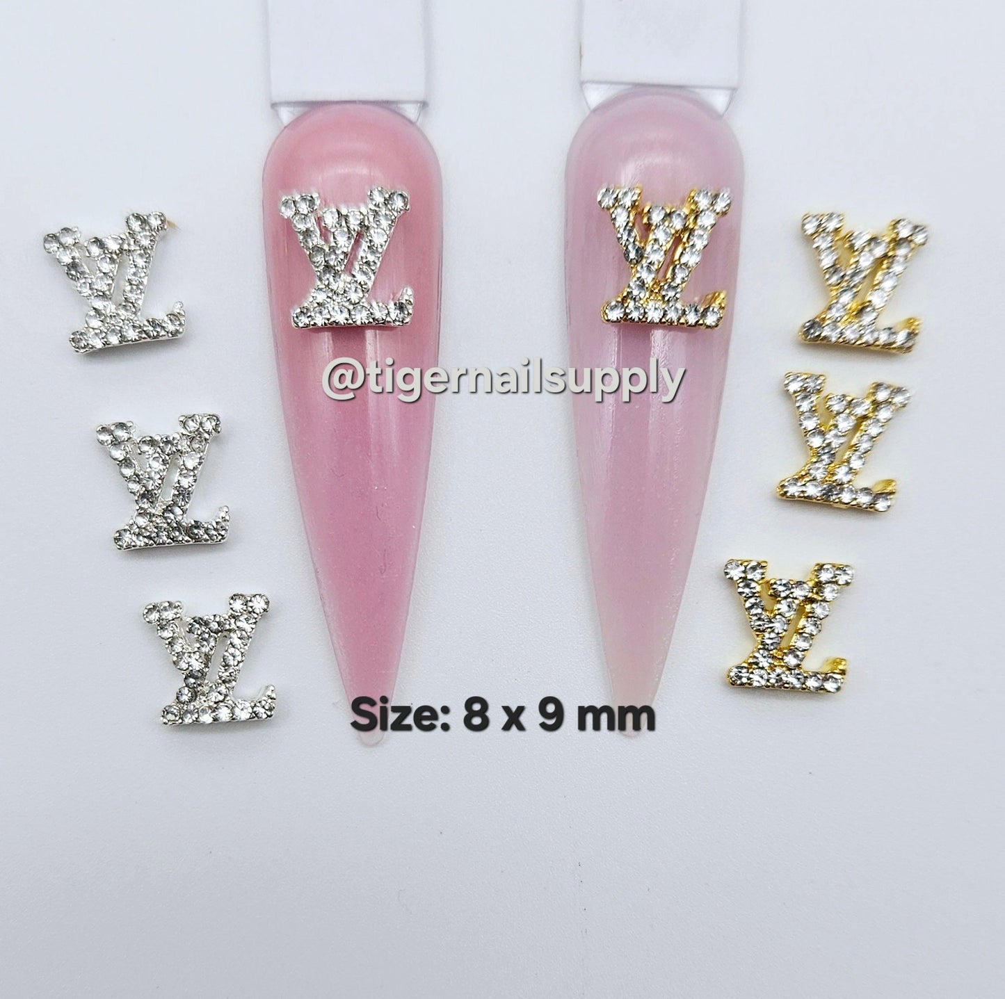 Luxury Logo (l.v.) Nail Charms Alloy and Zircon High Quality