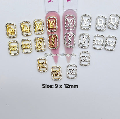 Luxury Logo (l.v.) Nail Charms Alloy and Zircon High Quality